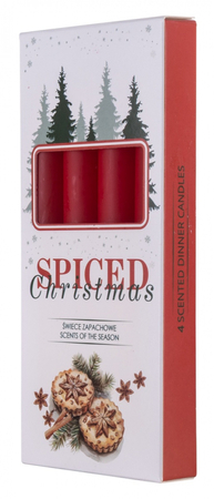 Świeca stołowa DONAU HOME Spiced Christmas, 20x170mm, 4 szt., ciastka korzenne, czerwony