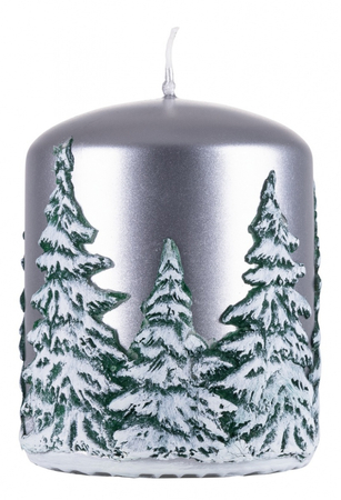 Świeca słupek DONAU HOME Frozen Dreams, 70x90mm, srebrny
