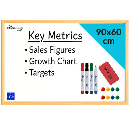Tablica Magnetyczna Biała Suchościeralna 90x60 / 60x90 cm  w Ramie Drewnianej  WW1