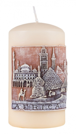 Świeca słupek DONAU HOME Africa Travel, 80x150mm, kremowy