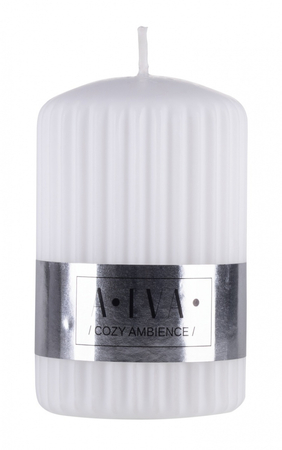 Świeca słupek ryflowana DONAU HOME Alva, 60x90mm, biały