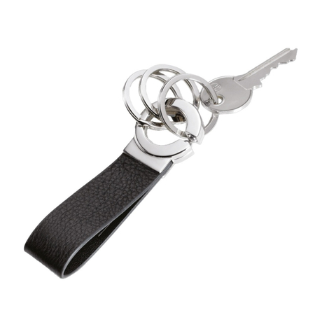 Brelok TROIKA Key-Click, 3 kółka do kluczy, czarna skóra