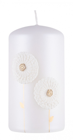 Świeca słupek DONAU HOME Dmuchawce, 70x130mm, biały