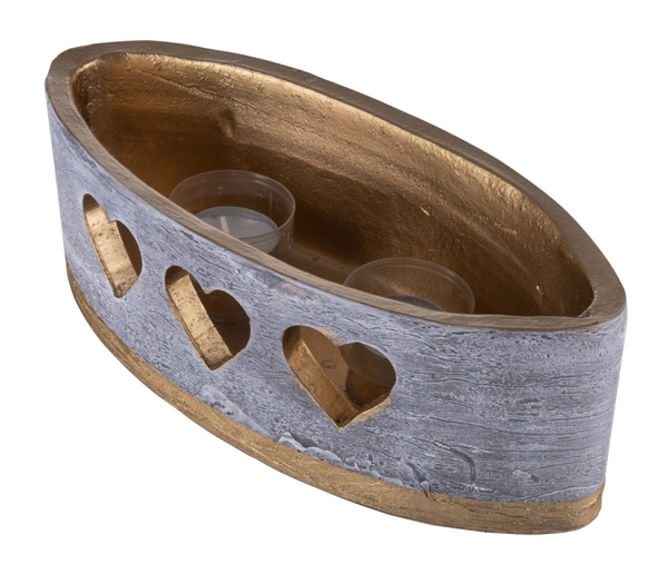 Lampion owal DONAU HOME Golden Heart, 270x95mm, grafitowy