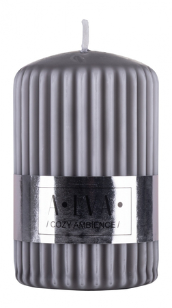 Świeca słupek ryflowana DONAU HOME Alva, 60x90mm, szary