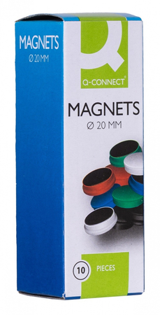 Magnesy do tablic Q-CONNECT, okrągłe, 20mm, 10szt, czarne