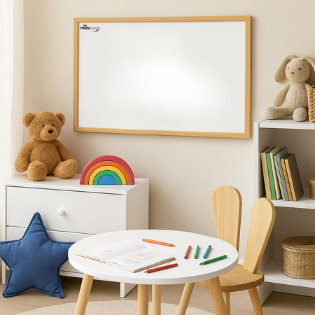 Tablica Magnetyczna Biała Suchościeralna 60x40 / 40x60 cm  w Ramie Drewnianej  WW1