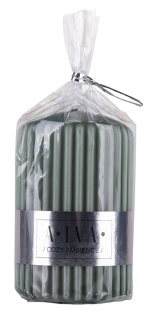 Świeca słupek ryflowana DONAU HOME Alva, 60x90mm, zielony