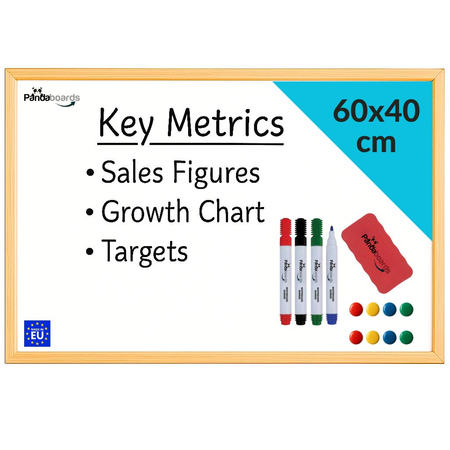 Tablica Magnetyczna Biała Suchościeralna 60x40 / 40x60 cm  w Ramie Drewnianej  WW1