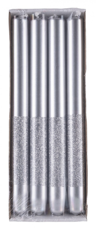 Świeca stołowa DONAU HOME Onyx, 22x250mm, 4 szt., srebrny