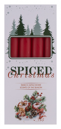 Świeca stołowa DONAU HOME Spiced Christmas, 20x170mm, 4 szt., jabłko z cynamonem, czerwony