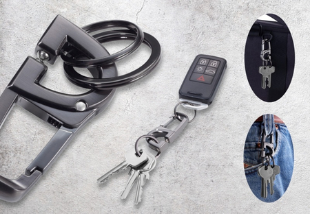 Brelok TROIKA D-Click, system click-lock, karabińczyk, metal