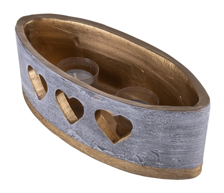 Lampion owal DONAU HOME Golden Heart, 270x95mm, grafitowy