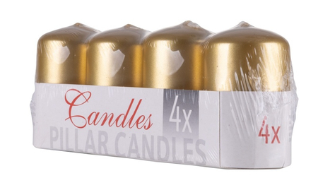 Świeca słupek DONAU HOME Adwent Lakier, 50x80mm, 4 szt., złoty