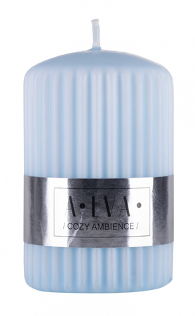 Świeca słupek ryflowana DONAU HOME Alva, 60x90mm, błękitny
