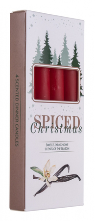 Świeca stołowa DONAU HOME Spiced Christmas, 20x170mm, 4 szt., wanilia, czerwony